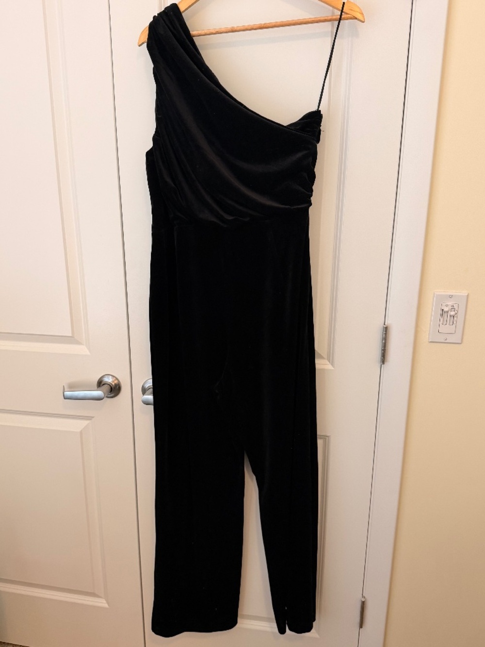 Black Velvet One Shoulder Jumpsuit